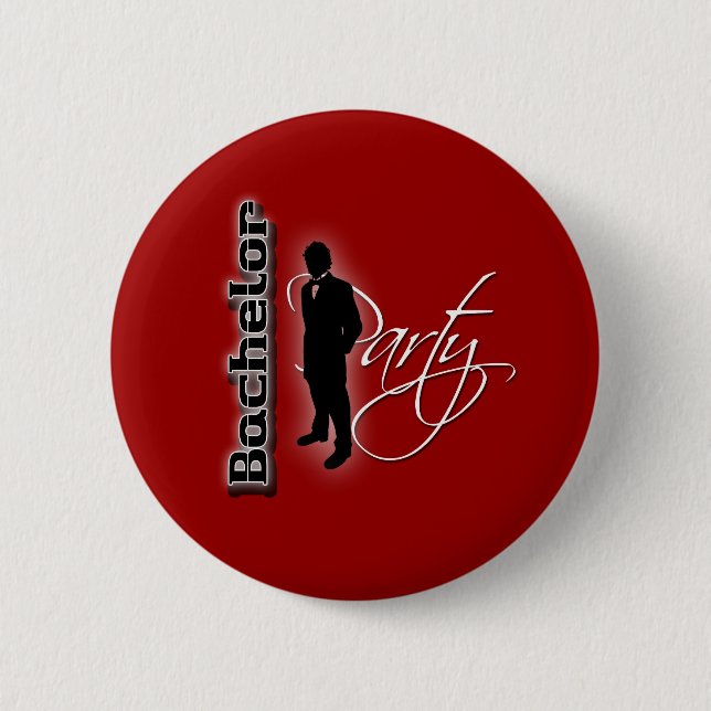 Bachelor party  red groom customizable badges 2 inch round button (Front)