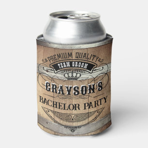 Bachelor Party Rustic Bourbon Barrel Can Cooler