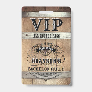 Bachelor Party Rustic VIP Pass Badge