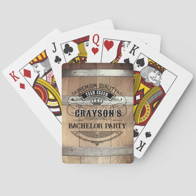 Bachelor Party Rustic Whiskey Barrel Playing Cards (Back)