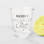 Bachelor Party Shot Glass Favours<br><div class="desc">Get the party started with these personalized bachelor party shot glasses! These make a great favour for all the guys that join in the bachelor party weekend! Easily edit the name!
Check out the entire Bachelor Party collection for more matching items!</div>