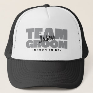 Bachelor Party Team Groom Name Gray Trucker Hat
