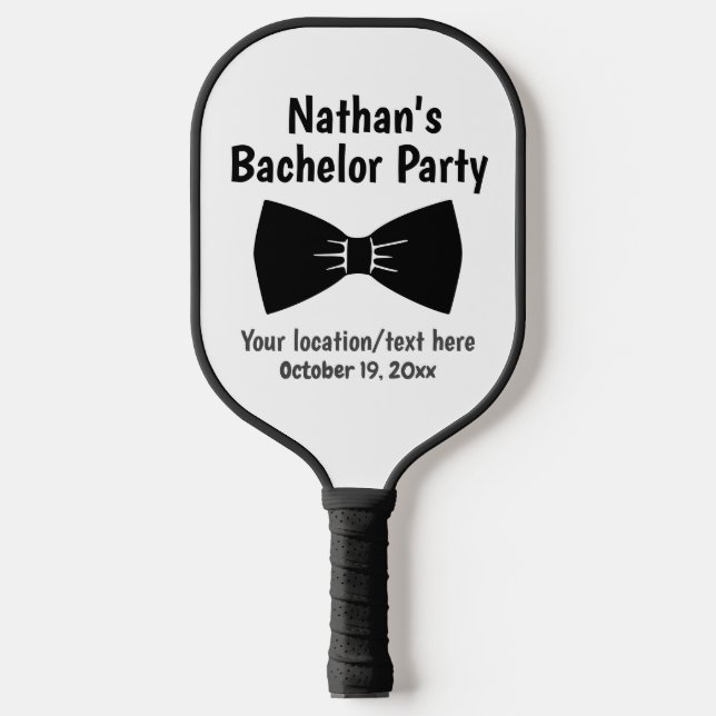 Bachelor Party Tuxedo Bow Tie Wedding Favour Pickleball Paddle (Front)