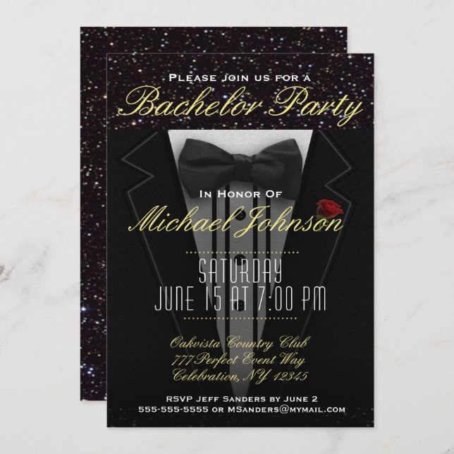 Bachelor Party | Tuxedo Invitation (Front/Back)