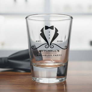 Bachelor Party Tuxedo Suit Bowtie Groom Wedding Shot Glass
