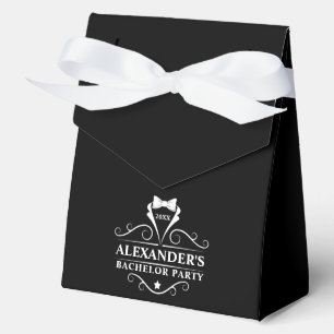 Bachelor Party Tuxedo Tie Black and White Favor Box