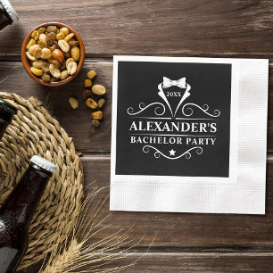 Bachelor Party Tuxedo Tie Black Napkin