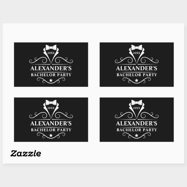 Bachelor Party Tuxedo Tie Black  Sticker (Sheet)