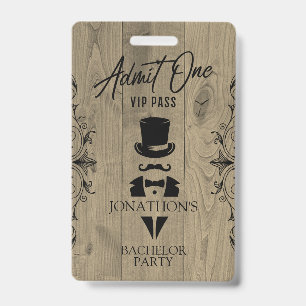 Bachelor Party Vintage Tuxedo VIP Badge