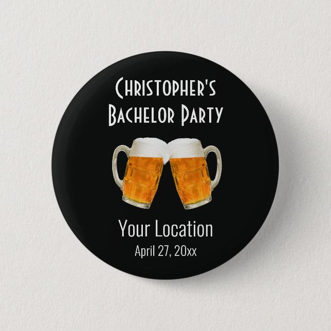 Bachelor Party Wedding Beer Cheers 2 Inch Round Button (Front)
