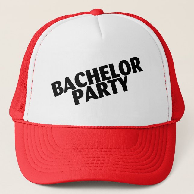 Bachelor Party Wedding Black Trucker Hat (Front)