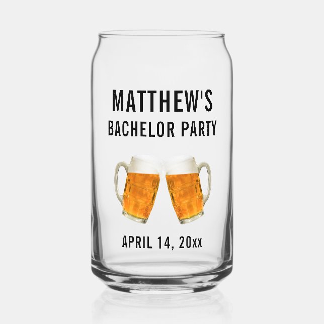 Bachelor Party Wedding Favour Beer Cheers Can Glass (Front)
