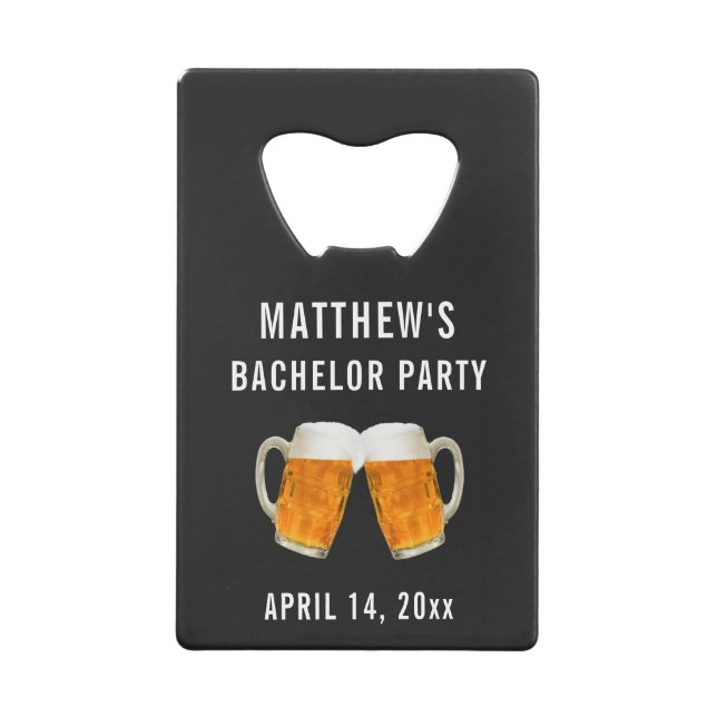 Bachelor Party Wedding Favour Beer Cheers Credit Card Bottle Opener (Front)