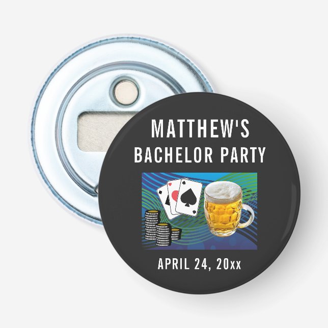 Bachelor Party Wedding Favour Beer Poker Bottle Opener (Front)