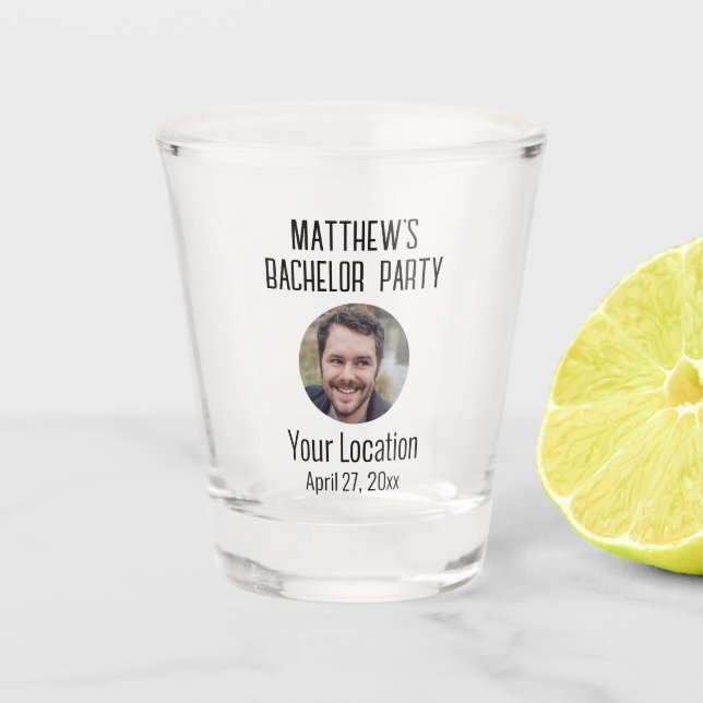Bachelor Party Wedding Favour Groom Photo Shot Glass (Front)