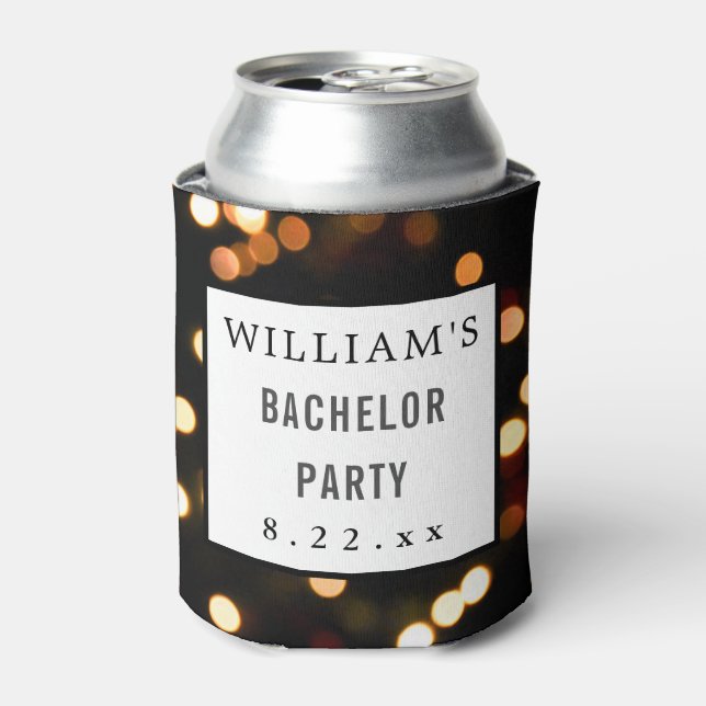 Bachelor Party Wedding Favour Modern Typography Can Cooler (Can Front)