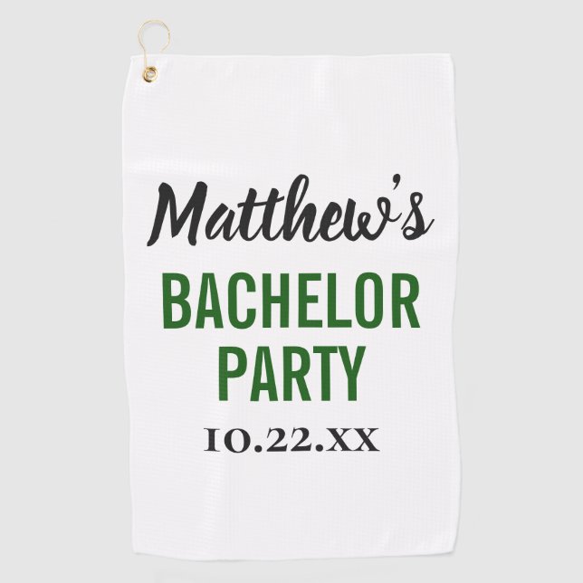 Bachelor Party Wedding Favour Modern Typography Golf Towel (Front)