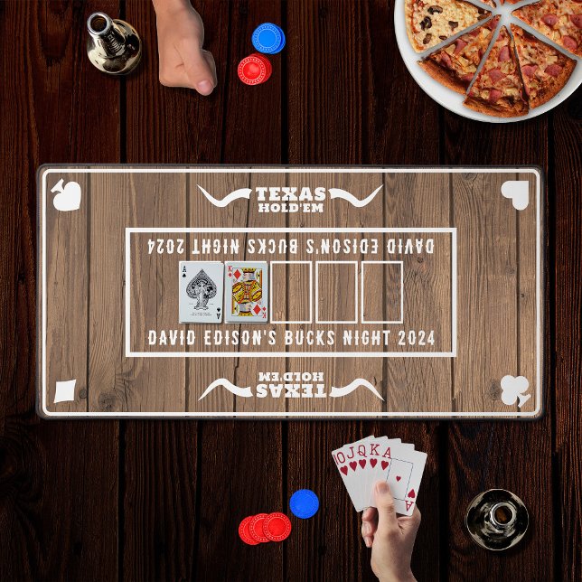 Bachelor Party Western Texas Hold'em Poker Wooden Desk Mat (In Situ)