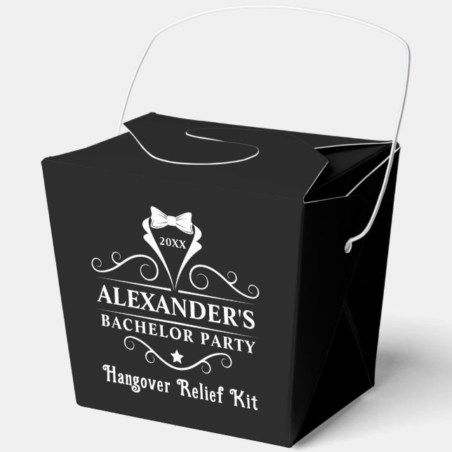 Bachelor Party White Tuxedo Tie Hangover Favor Box (Front)