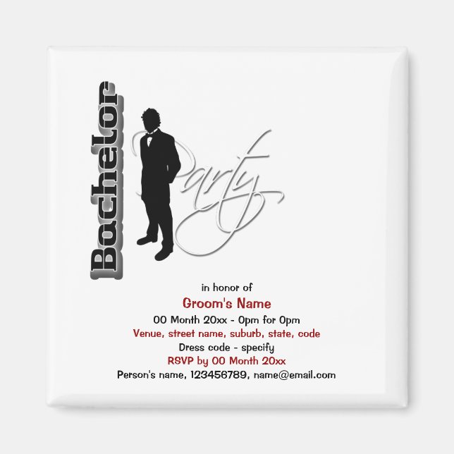 Bachelor stag party formal elegant magnet (Front)