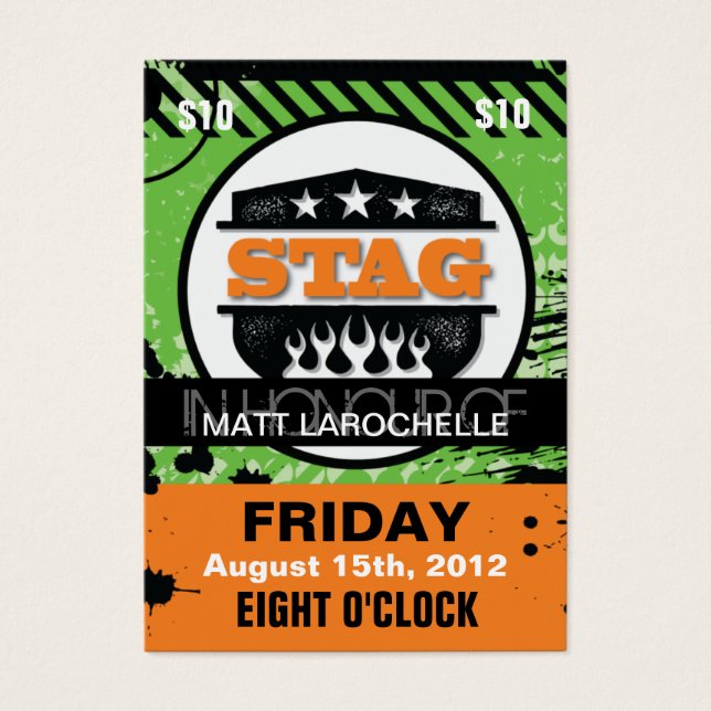 Bachelor / Stag Tickets (Front)