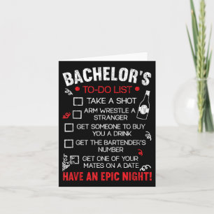 Bachelor To Do List Groom Bride Party Funny Bachel Card