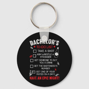Bachelor To Do List Groom Bride Party Funny Bachel Keychain