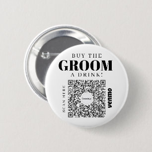 Bachelor Venmo QR code Buy The Groom A Drink 2 Inch Round Button