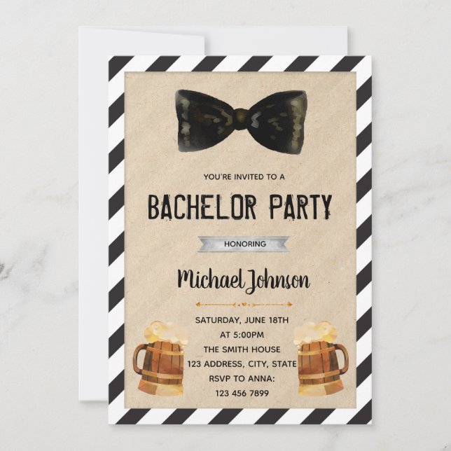 Bachelore party theme invitation (Front)