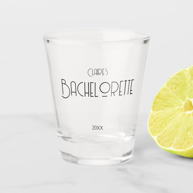 Bachelorette Art Deco Text Bridesmaid  Shot Glass (Front)