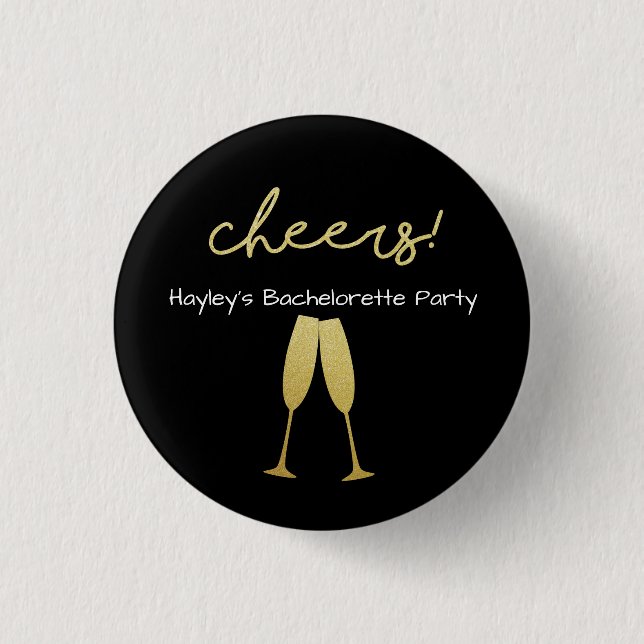 Bachelorette Badge with with with Gold Glitter 1 Inch Round Button (Front)