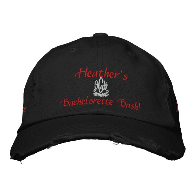 Bachelorette Bash Black Embroidered Hat (Front)