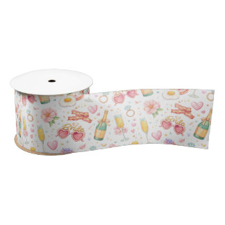 Bachelorette Bash – Watercolor Party Design Satin Ribbon