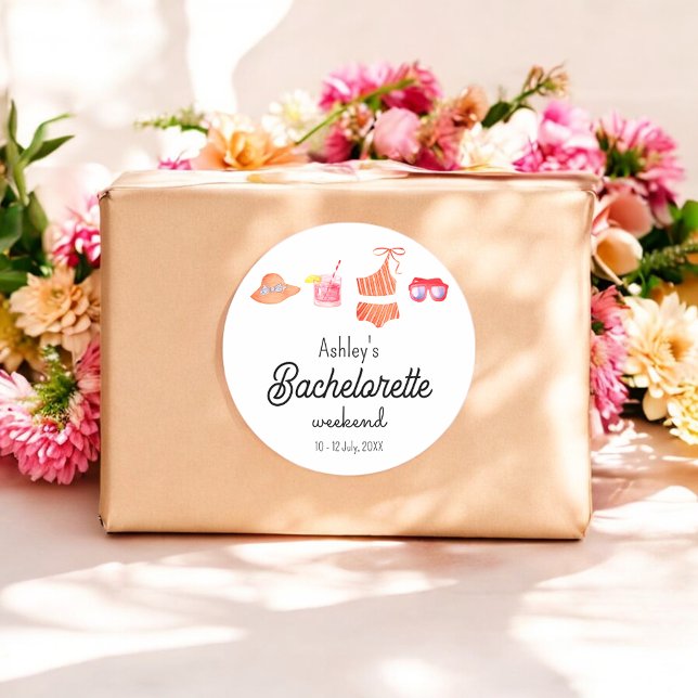 Bachelorette Beach Bikini Weekend  Classic Round Sticker (Creator Uploaded)