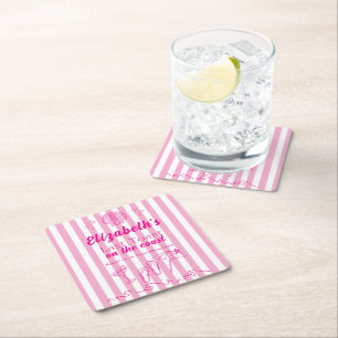 Bachelorette Beach Party Last Toast On the Coast Square Paper Coaster