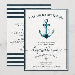 Bachelorette Beach Weekend Bridal Bash Invitation