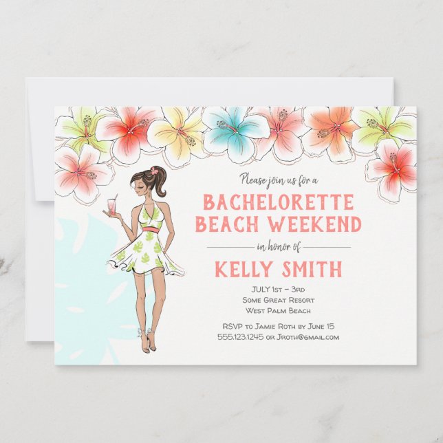 Bachelorette Beach Weekend Getaway Invitation (Front)