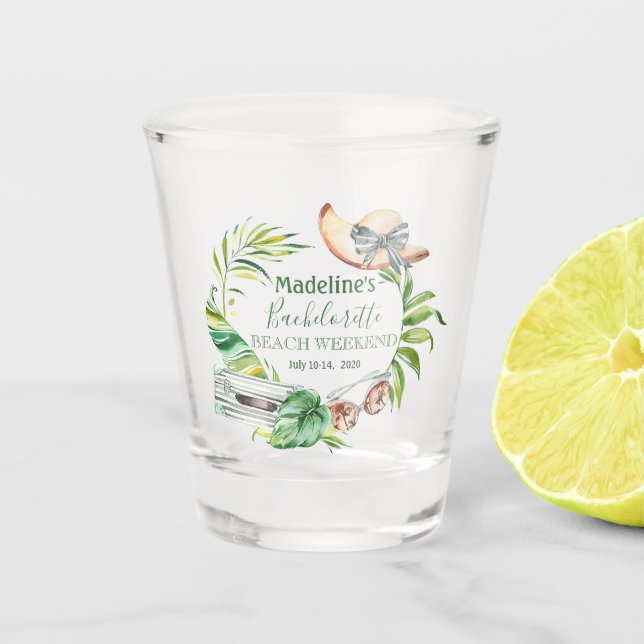 Bachelorette Beach Weekend Getaway Shot Glass (Front)