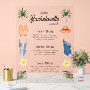 Bachelorette Beach Weekend Itinerary  Acrylic Sign