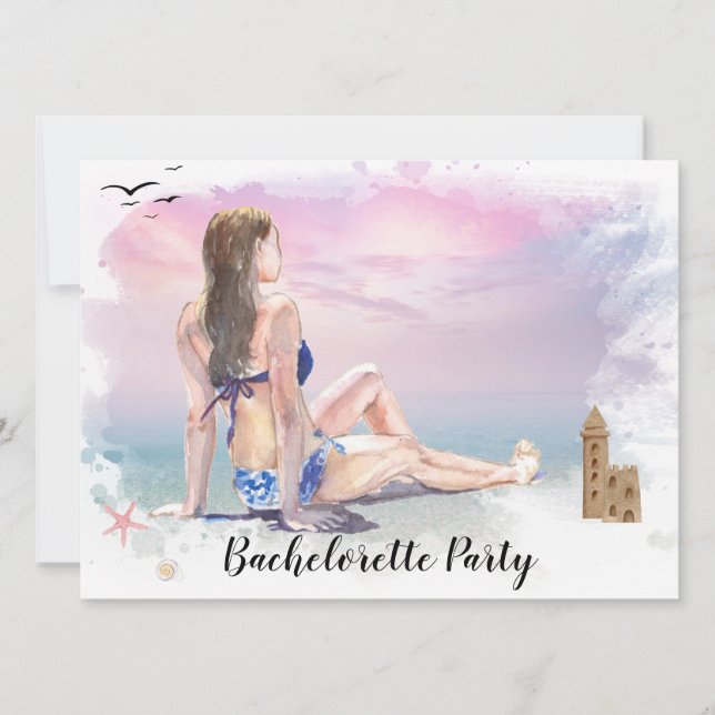 ** Bachelorette Beach Weekend Party QR Invitation (Front)