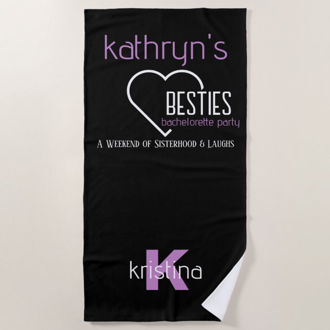 Bachelorette Besties Personalized Beach Towel (Front)