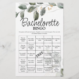 Bachelorette Bingo greenery Bridal Game