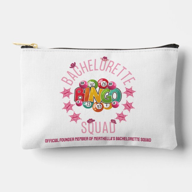 BACHELORETTE BINGO SQUAD Custom Western Coquette Accessory Pouch (Front)