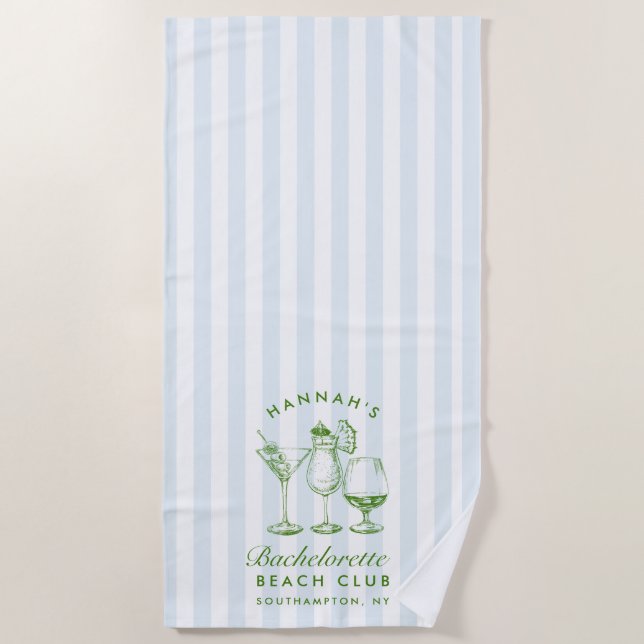 Bachelorette Bleu & Vert Retro Moderne Serviette d (Devant)