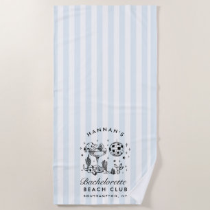 Bachelorette Blue & Black Retro Modern Beach Towel