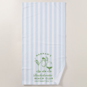 Bachelorette Blue & Green Retro Modern Beach Towel