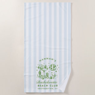 Bachelorette Blue & Green Retro Modern Beach Towel