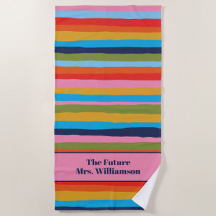 Bachelorette Bridal Gift Colourful Serrate Stripes Beach Towel