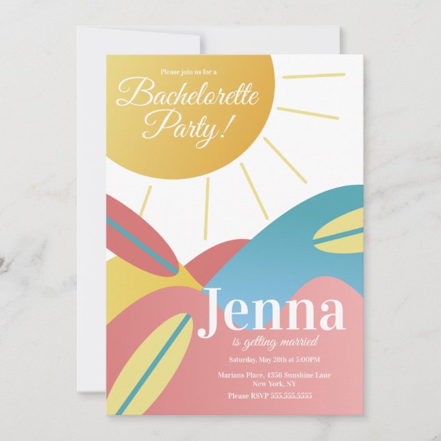 Bachelorette Bridal Shower Beach Surfing Invitatio Invitation (Front)
