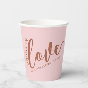 Bachelorette Bridal Shower Drunk in Love Pink Paper Cups
